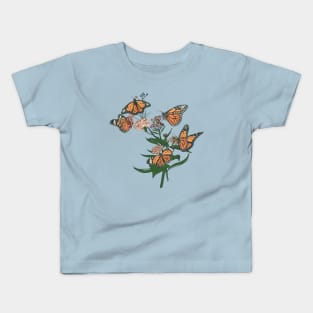 Monarch Butterflies on Wildflowers Kids T-Shirt